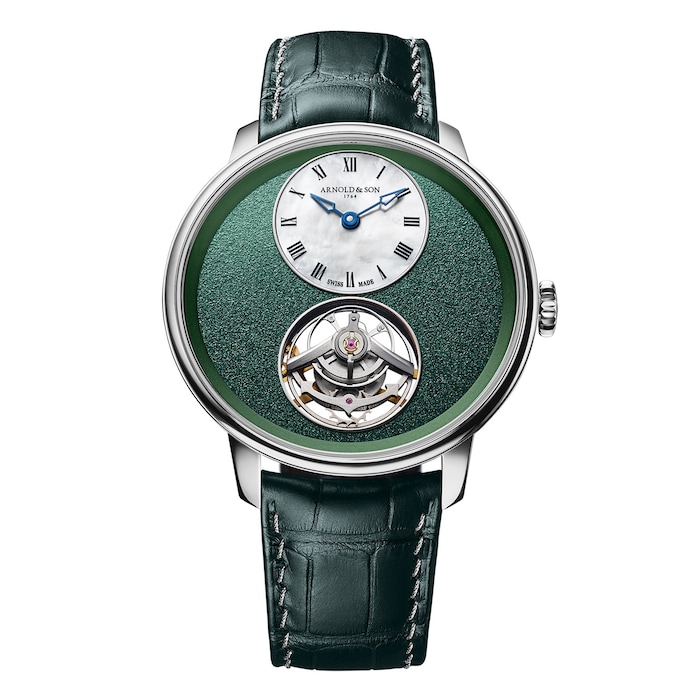 Arnold And Son Ultrathin Tourbillon Platinum 41.5mm Limited Edition Mens Watch Green