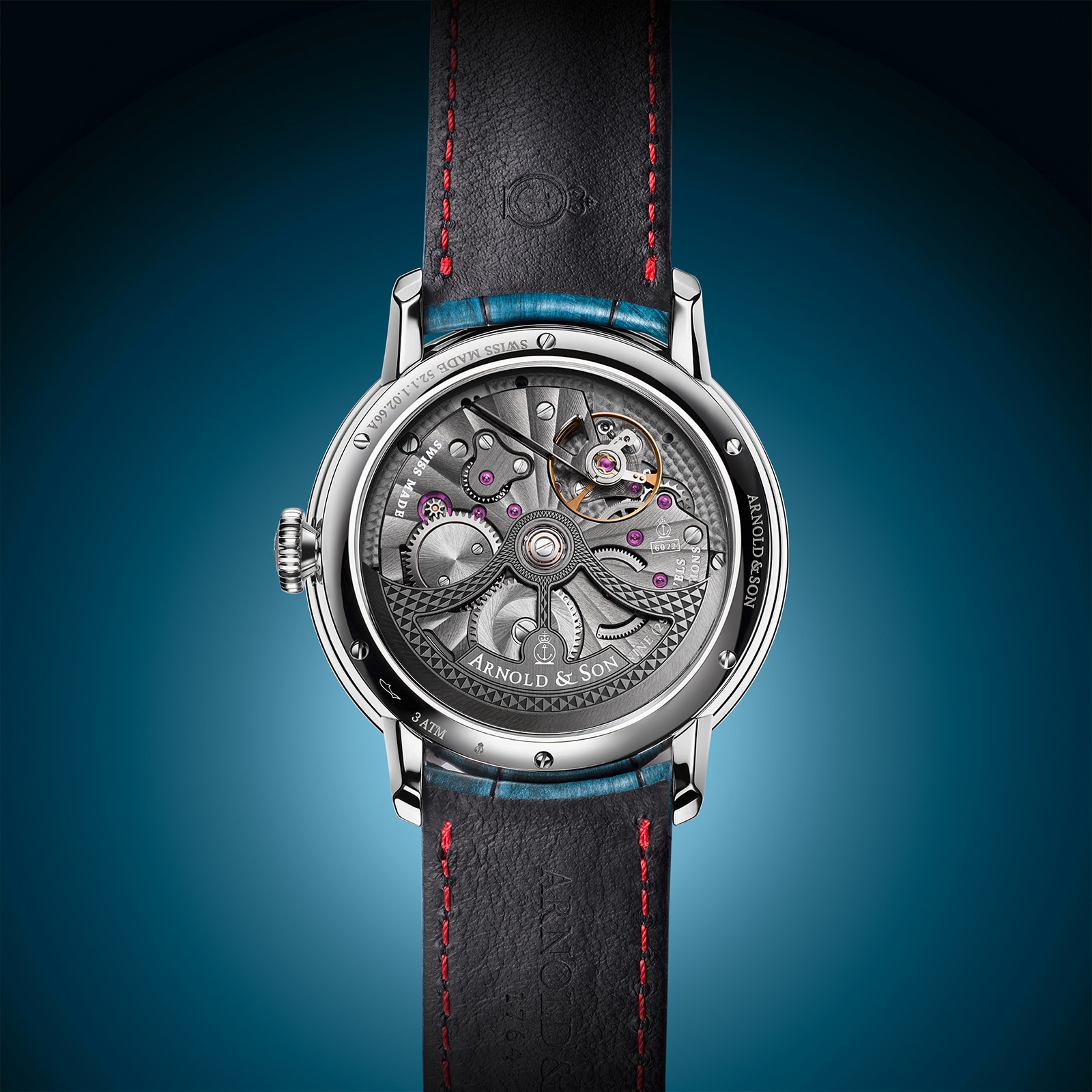Arnold And Son Globetrotter 45mm Steel Opaline Mens Watch Blue