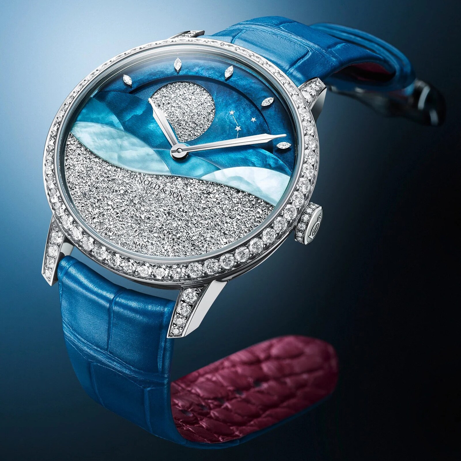 Arnold And Son Perpetual Moon 38mm Limited Edition Mens Watch Blue