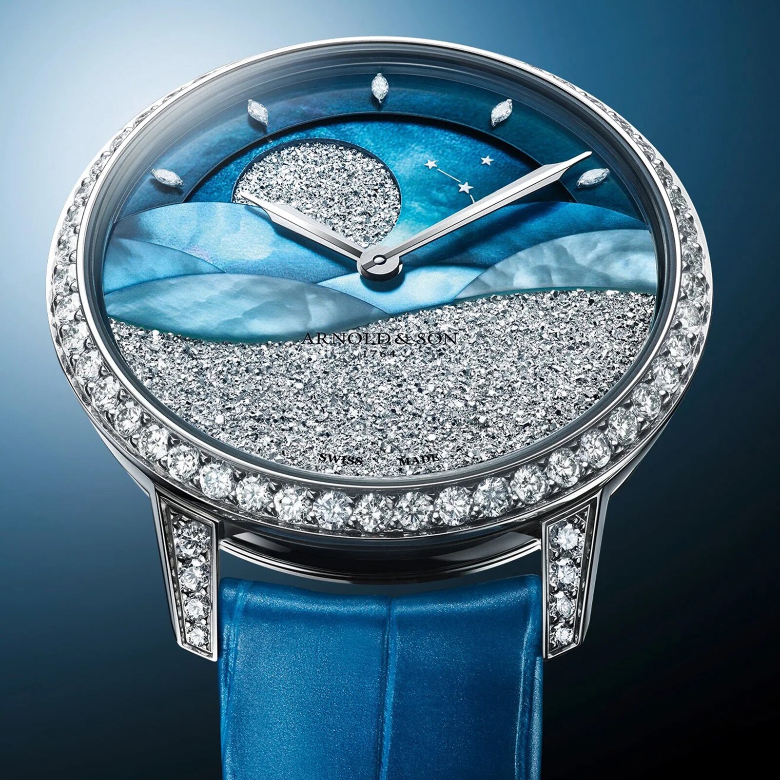 Arnold And Son Perpetual Moon 38mm Limited Edition Mens Watch Blue