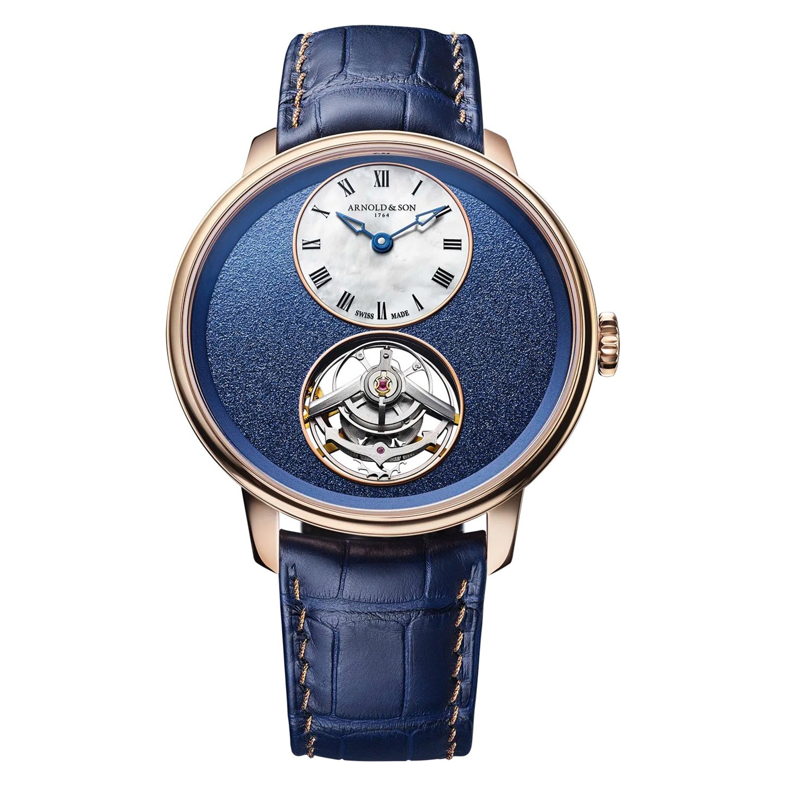 Chronometry Ultrathin Tourbillon Red Gold 41.5mm Mens Watch Blue