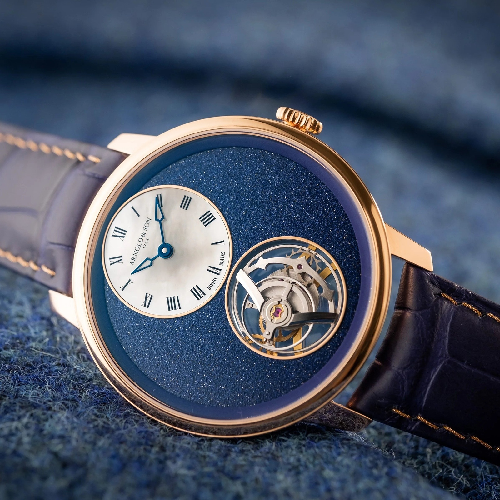 Arnold And Son Chronometry Ultrathin Tourbillon Red Gold 41.5mm Mens Watch Blue Arnold And Son Chronometry Ultrathin Tourbillon Red Gold 41.5mm Mens Watch Blue