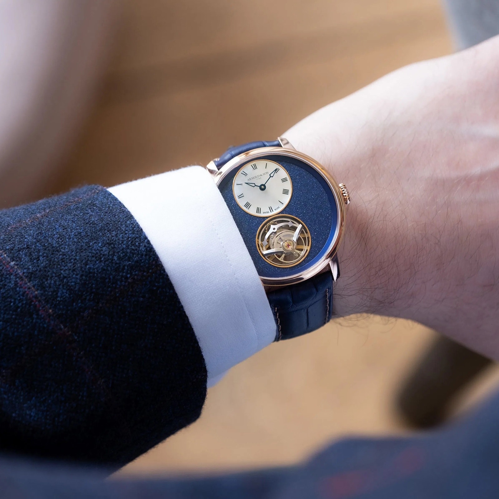 Arnold And Son Chronometry Ultrathin Tourbillon Red Gold 41.5mm Mens Watch Blue Arnold And Son Chronometry Ultrathin Tourbillon Red Gold 41.5mm Mens Watch Blue