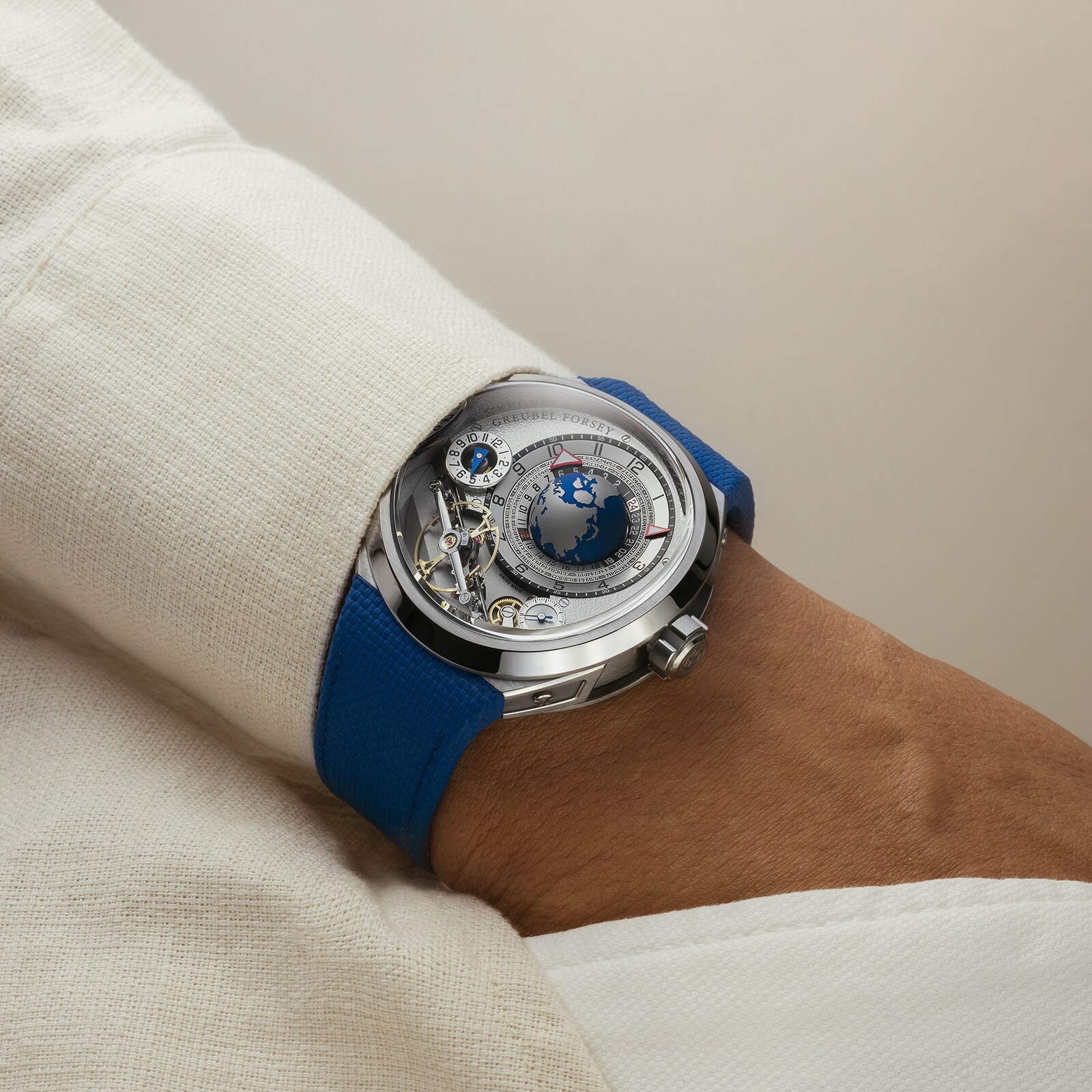 Greubel Forsey GMT Balancier Convexe 43.5mm Limited Edition Mens Watch Silver