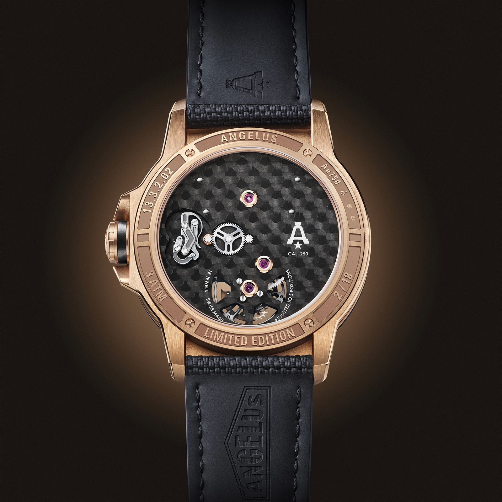 Angelus Flying Tourbillon Limited Edition 42.5mm Mens Watch Black Angelus Flying Tourbillon Limited Edition 42.5mm Mens Watch Black