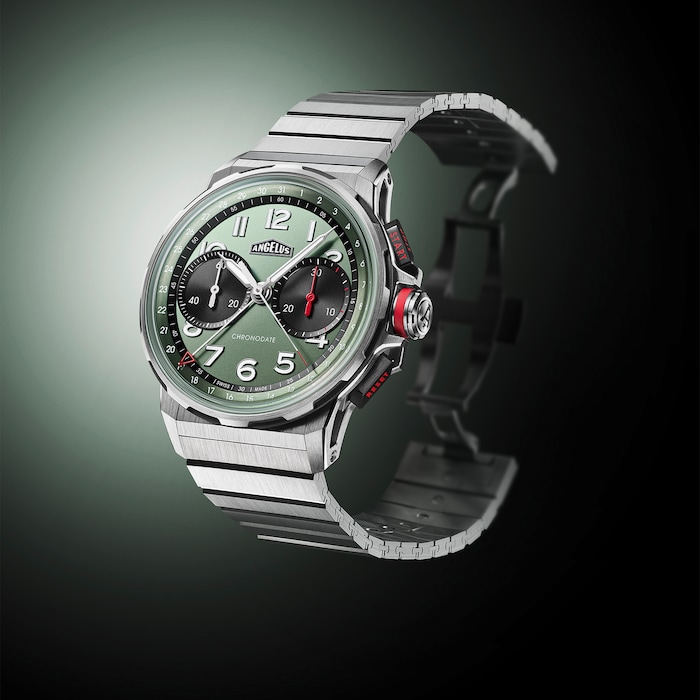 Angelus Chronodate Titanium 42.5mm Mens Watch Green