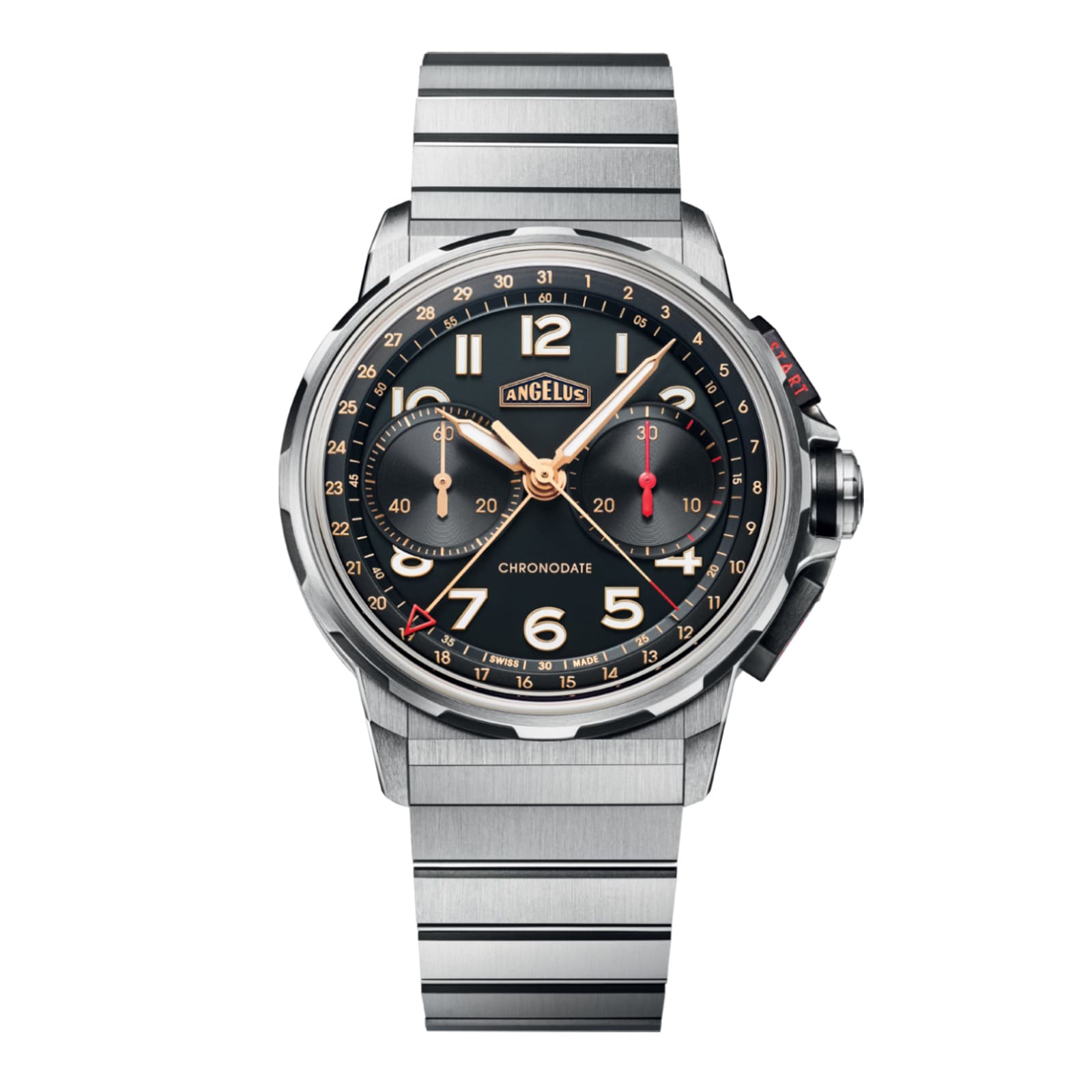 Angelus Chronodate Titanium 42.5mm Mens Watch Black