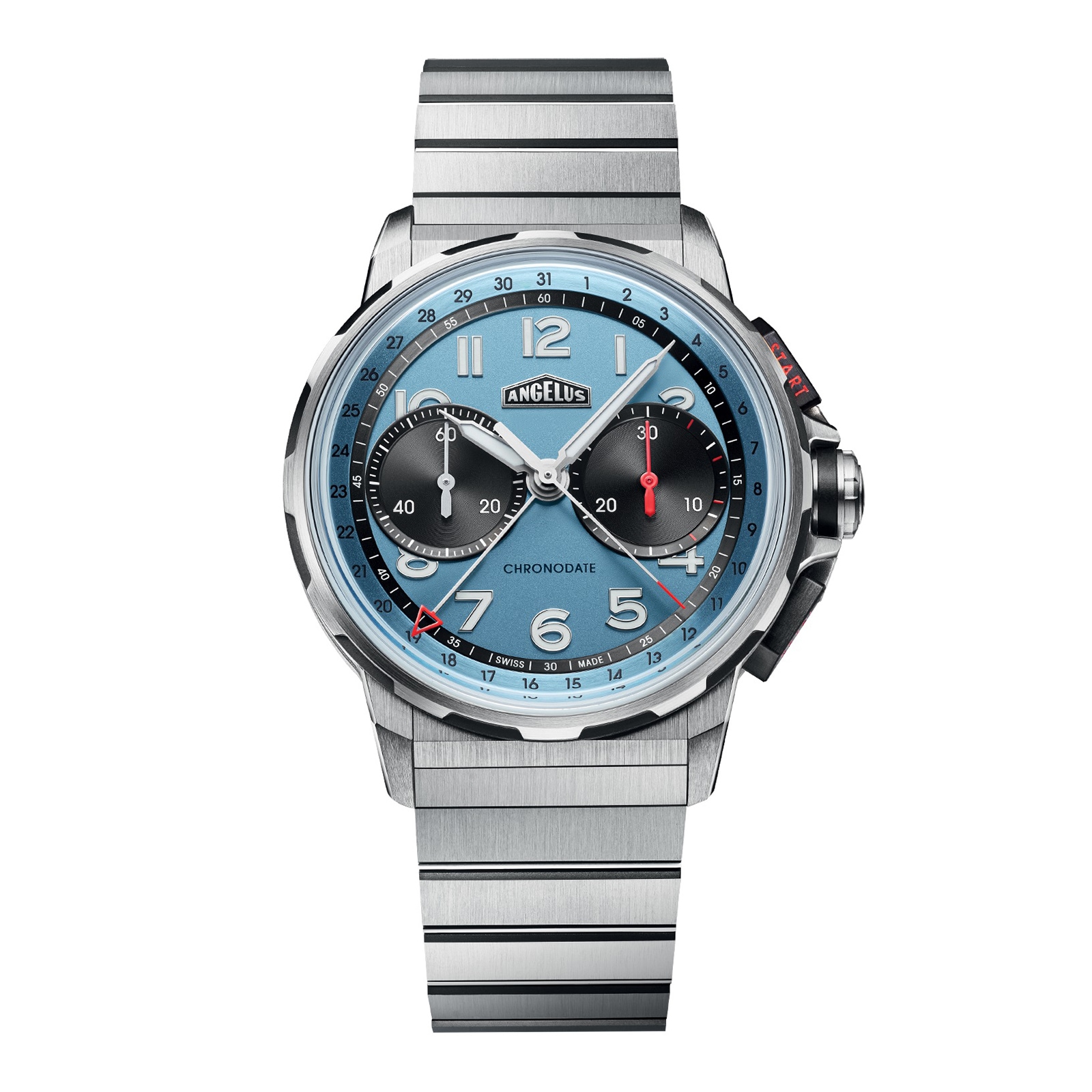 Angelus Chronodate Titanium 42.5mm Mens Watch Storm Blue Angelus Chronodate Titanium 42.5mm Mens Watch Storm Blue