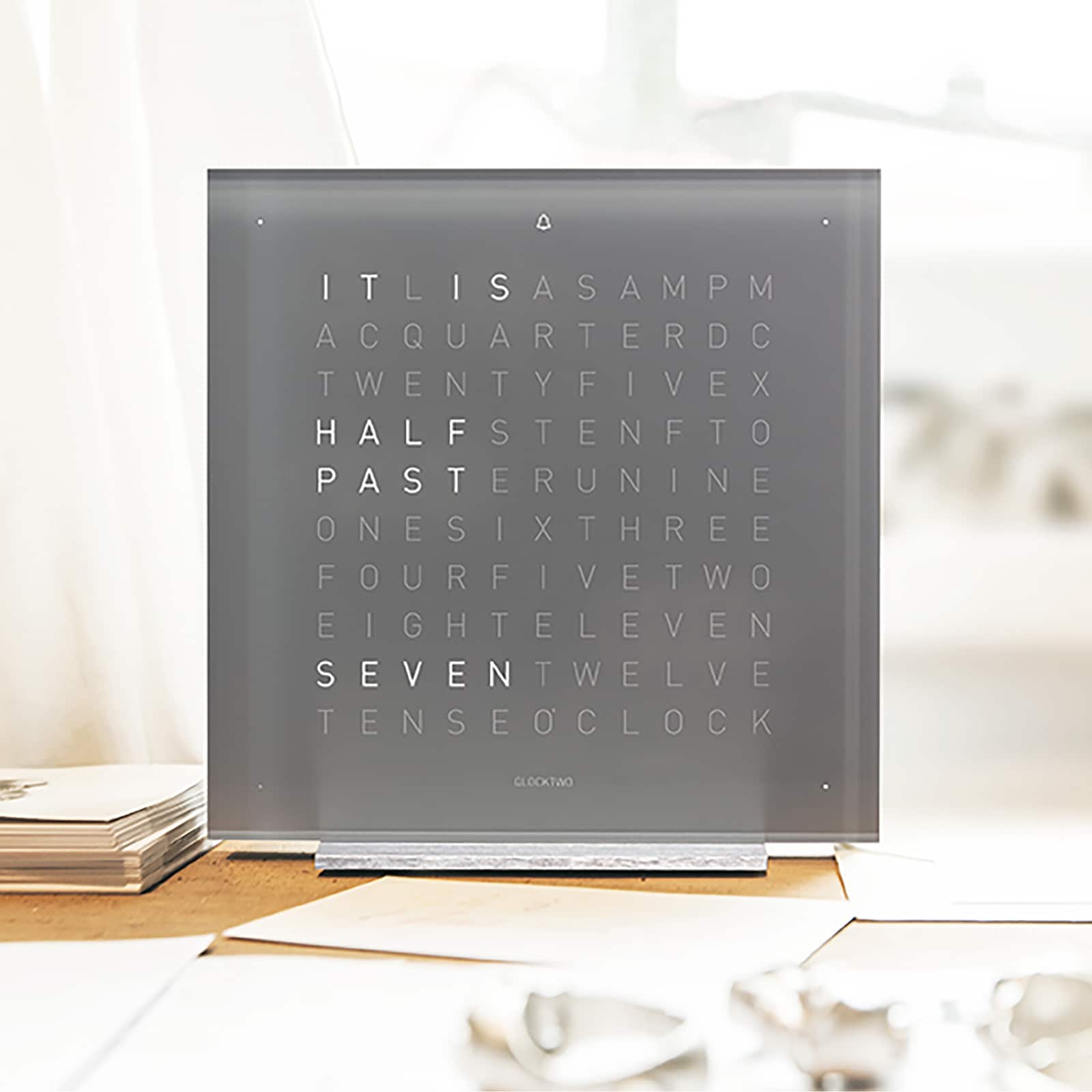 QLOCKTWO TOUCH Early Grey Tea Acrylic Table Clock 13.5cm QLOCKTWO TOUCH Early Grey Tea Acrylic Table Clock 13.5cm
