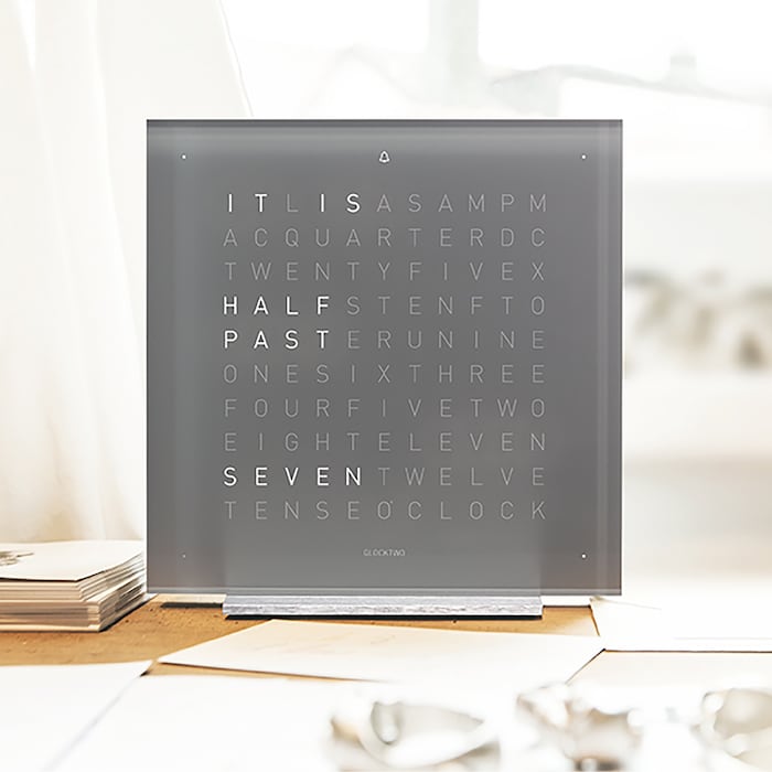 QLOCKTWO TOUCH Early Grey Tea Acrylic Table Clock 13.5cm