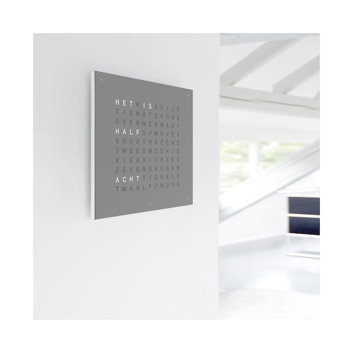 QLOCKTWO CLASSIC Stainless Steel Grey Wall Clock 45cm FCENGRPC | Goldsmiths