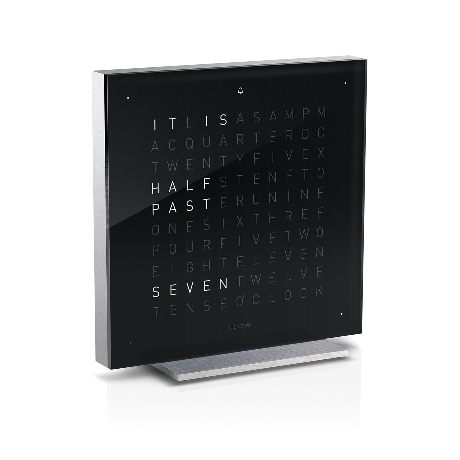 QLOCKTWO TOUCH Black Ice Tea Acrylic Table Clock 13.5cm QLOCKTWO TOUCH Black Ice Tea Acrylic Table Clock 13.5cm