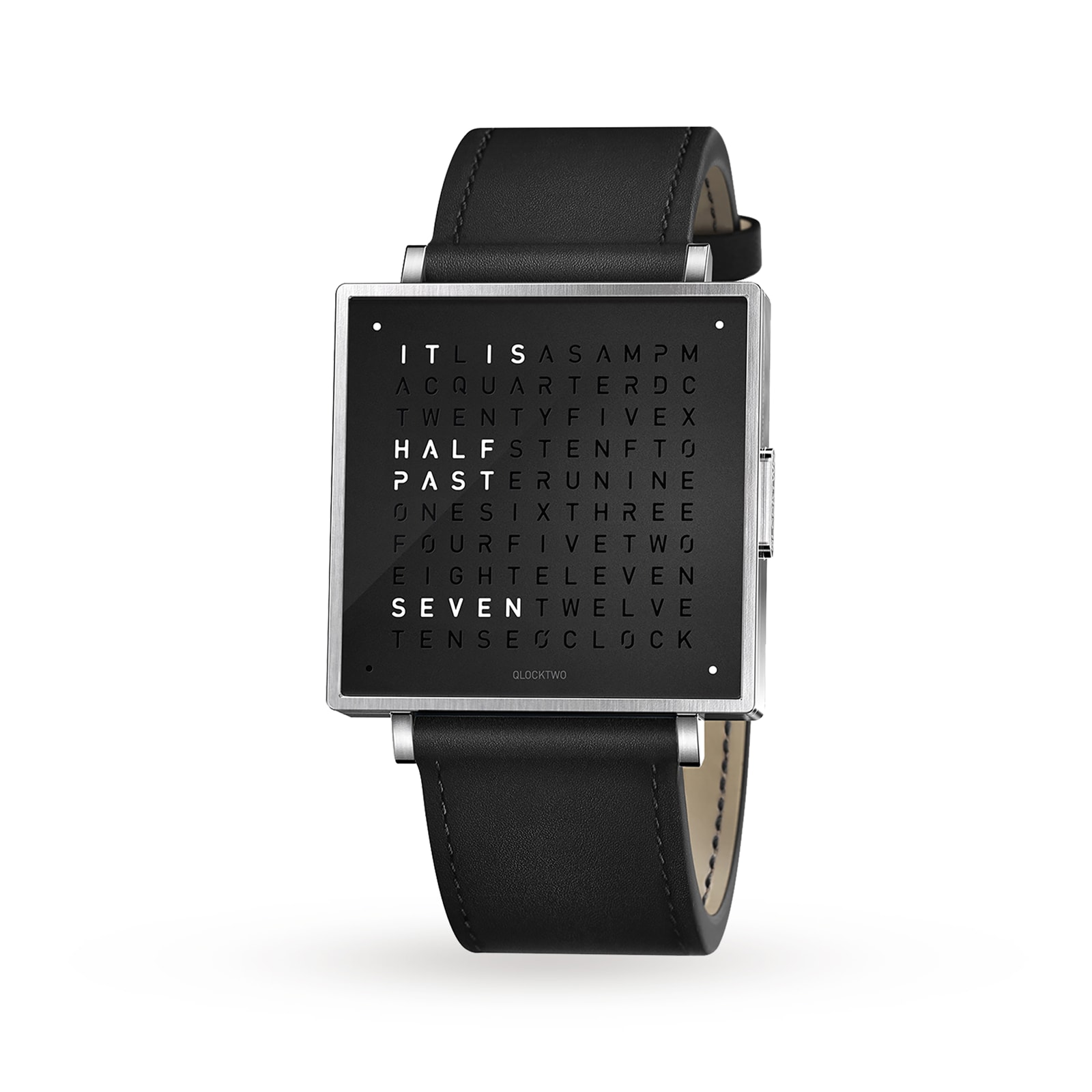 QLOCKTWO W39 Pure Black Watch 39mm QW39EN6BRLSBL Goldsmiths