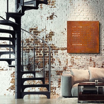 QLOCKTWO LARGE Creator's Edition Rust Wall Clock 90cm