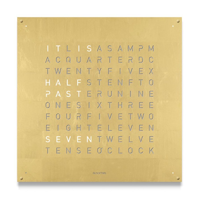 QLOCKTWO LARGE Creator's Edition Gold Wall Clock 90cm