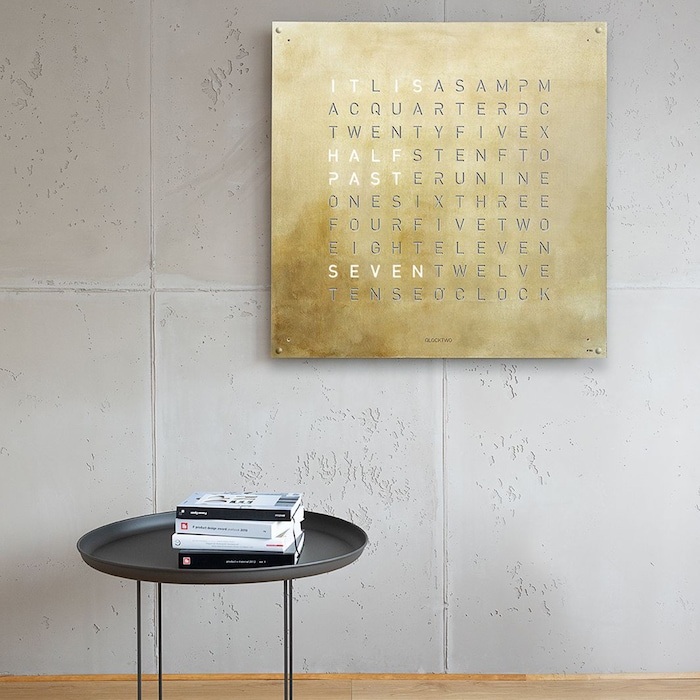 QLOCKTWO EARTH 90 Large Creator's Edition Silver & Gold Wall Clock