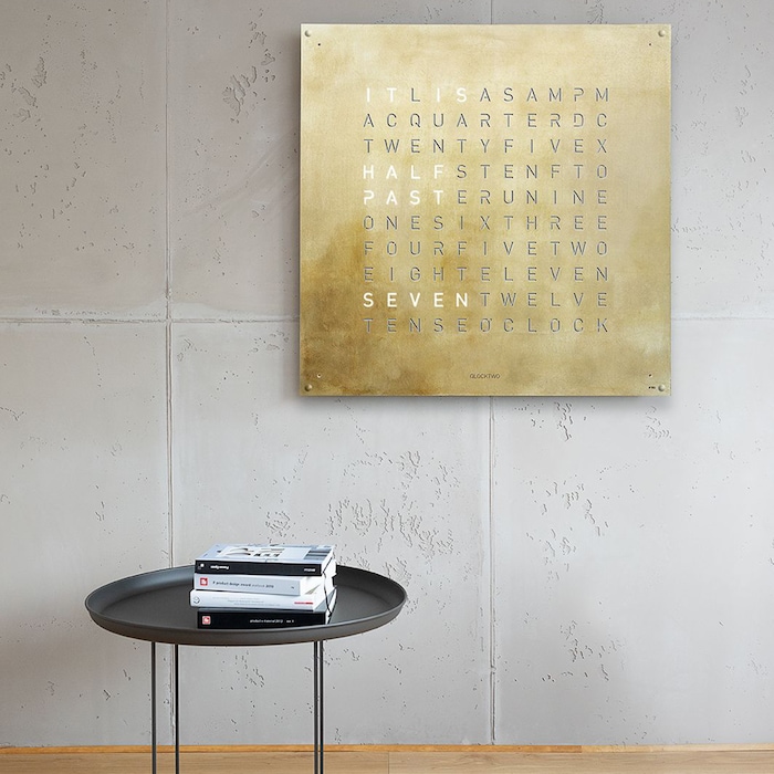 QLOCKTWO LARGE Creator's Edition Silver & Gold Wall Clock 90cm