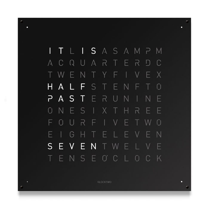 QLOCKTWO LARGE Stainless Steel Black Pepper Wall Clock 90cm