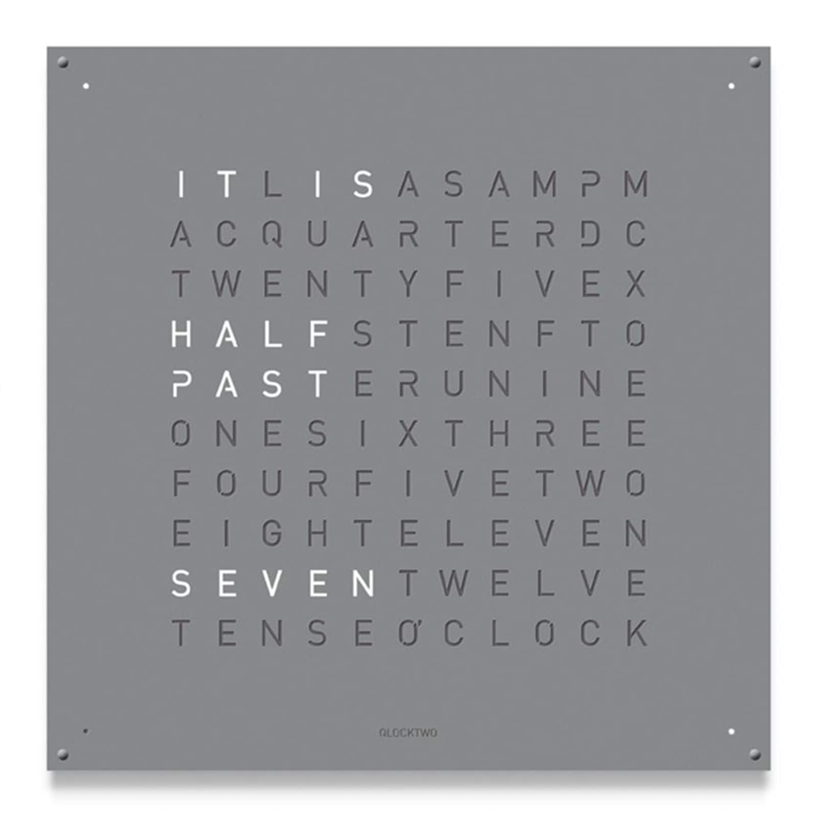 QLOCKTWO LARGE Stainless Steel Grey Pepper Wall Clock 90cm QLOCKTWO LARGE Stainless Steel Grey Pepper Wall Clock 90cm
