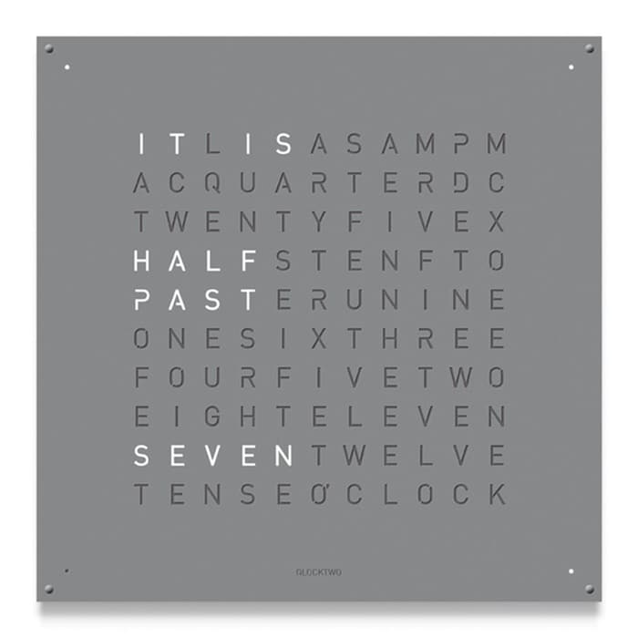 QLOCKTWO LARGE Stainless Steel Grey Pepper Wall Clock 90cm
