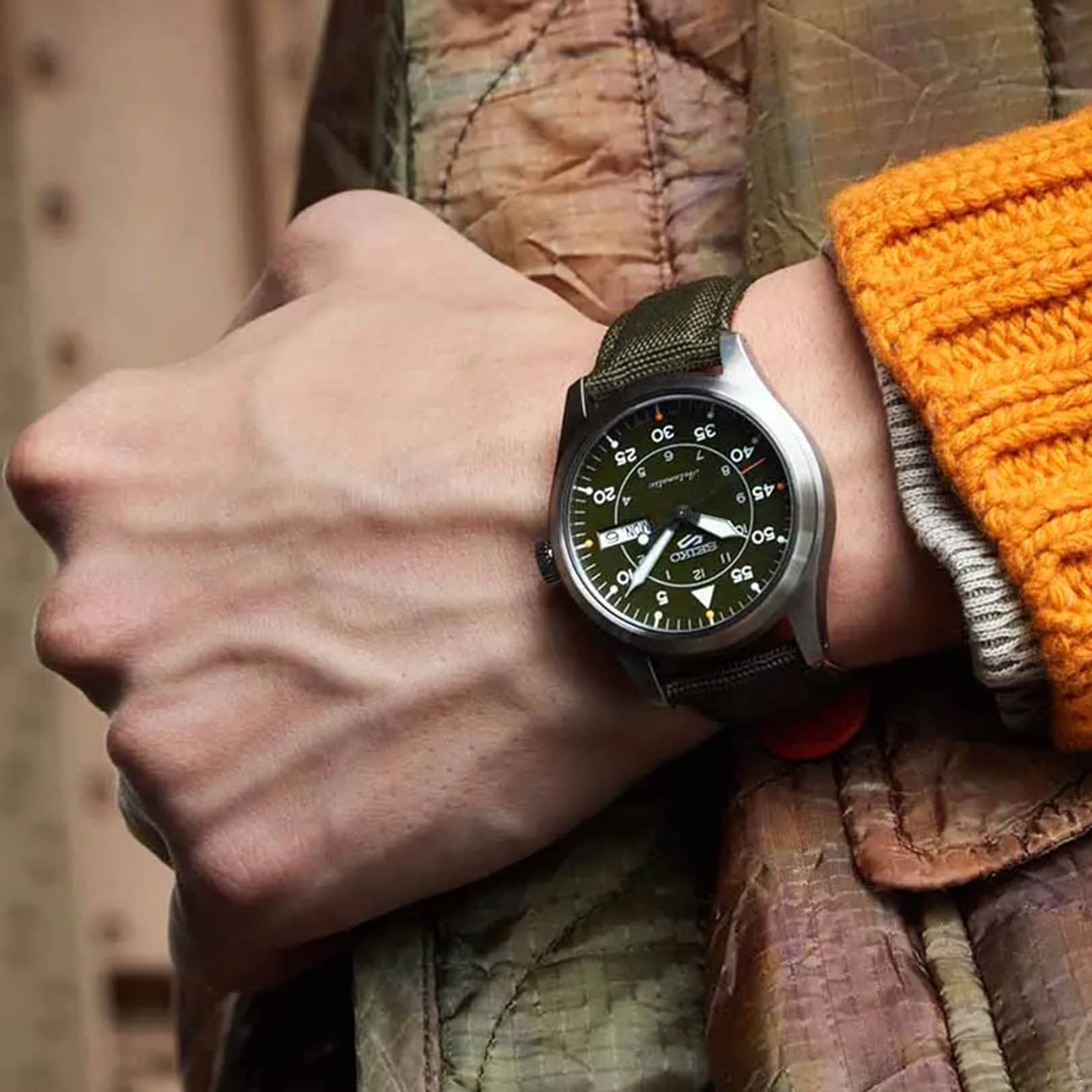 Seiko 5 Sports Flieger' Green 39mm Mens Watch