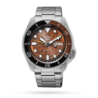Seiko 5 Sports SKKX Skeleton Style 42.5mm Mens Watch - Orange