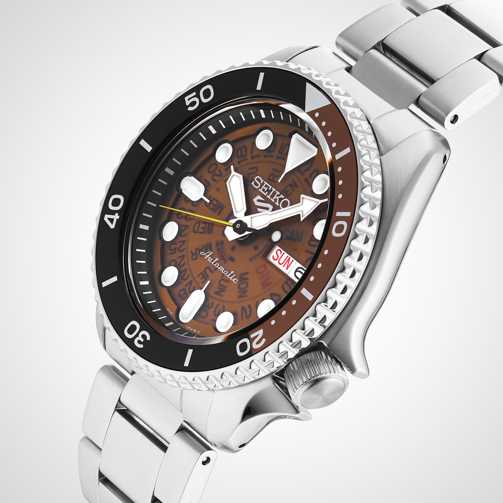 Seiko 5 Sports SKKX Skeleton Style 42.5mm Mens Watch - Orange