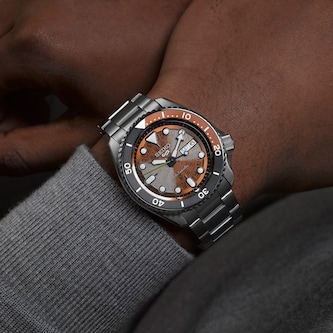 Seiko 5 Sports SKKX Skeleton Style 42.5mm Mens Watch - Orange