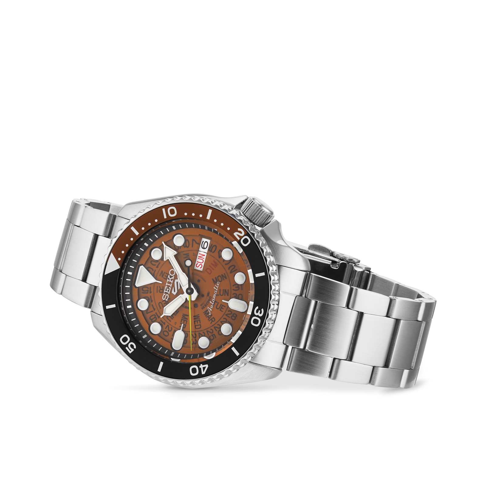 Seiko 5 Sports SKKX Skeleton Style 42.5mm Mens Watch - Orange