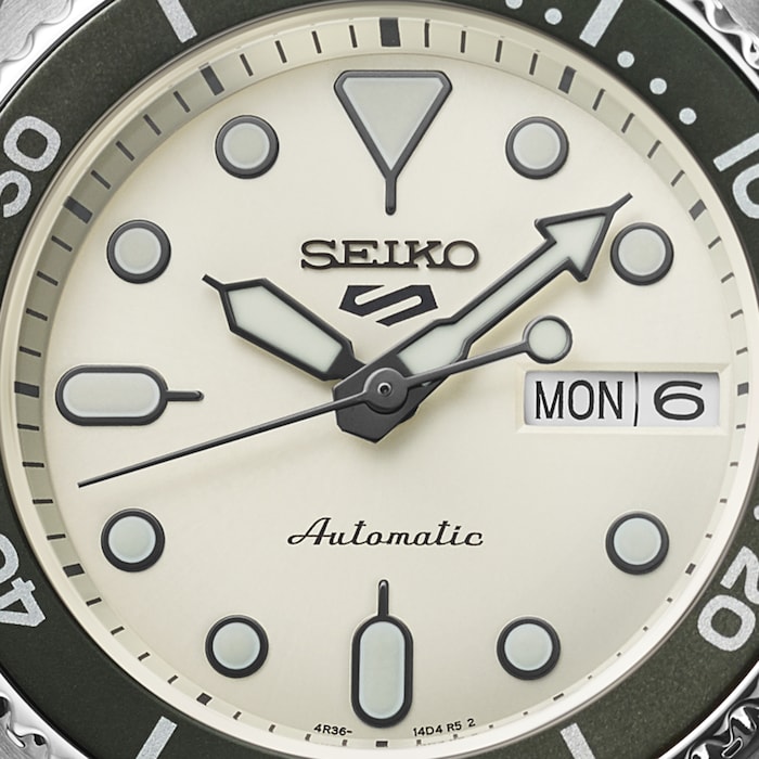 Seiko 5 Sports SKX Midi Mono 38mm Mens Watch Cream