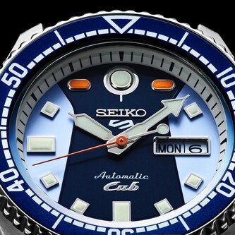 Seiko 5 Sports X Honda Super Cub Limited Edition 42.5mm Mens Watch Blue