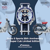 Seiko 5 Sports X Honda Super Cub Limited Edition 42.5mm Mens Watch Blue