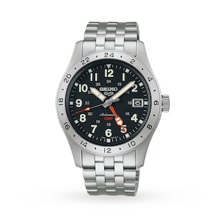 Seiko 5 Sports Field Deploy Mechanical GMT 39.5mm Mens Watch Black