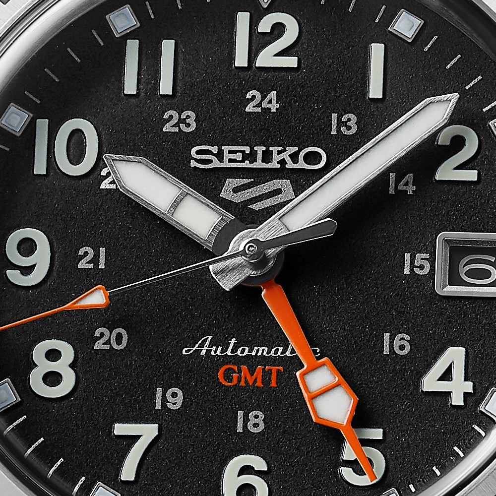 Seiko 5 Sports Field Deploy Mechanical GMT 39.5mm Mens Watch Black Seiko 5 Sports Field Deploy Mechanical GMT 39.5mm Mens Watch Black
