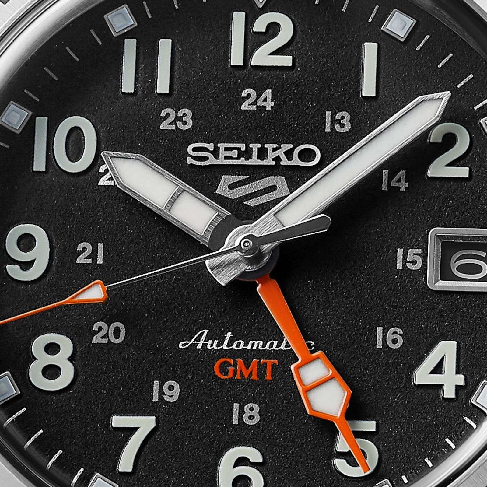 Seiko 5 Sports Field Deploy Mechanical GMT 39.5mm Mens Watch Black