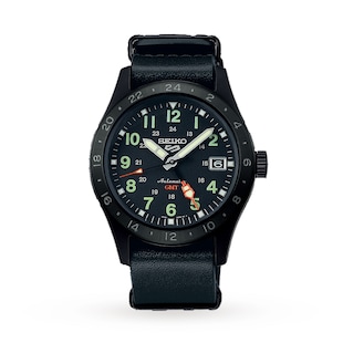 Seiko 5 Sports Field Deception Mechanical GMT Mens Watch Black