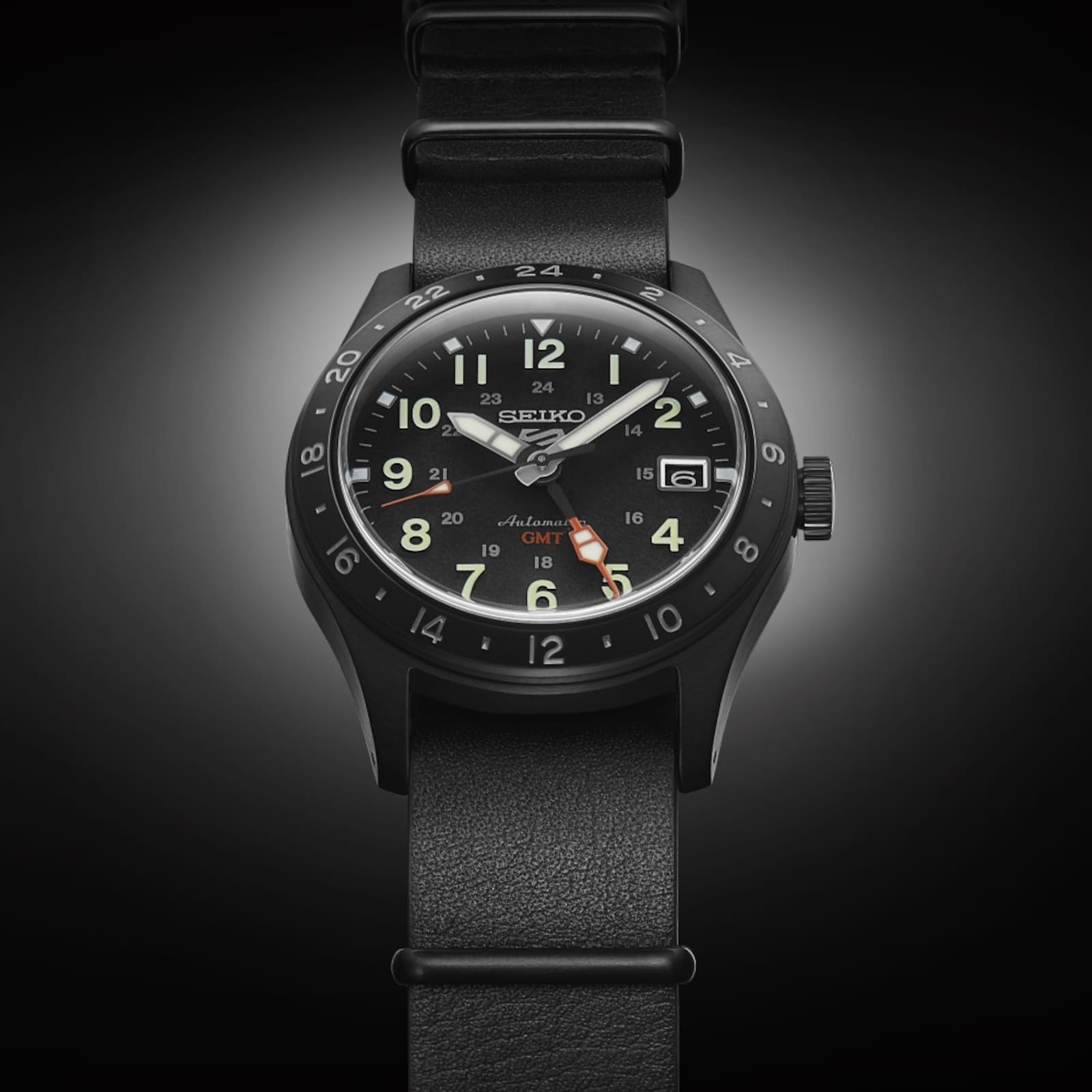 Seiko 5 Sports Field Deception Mechanical GMT Mens Watch Black