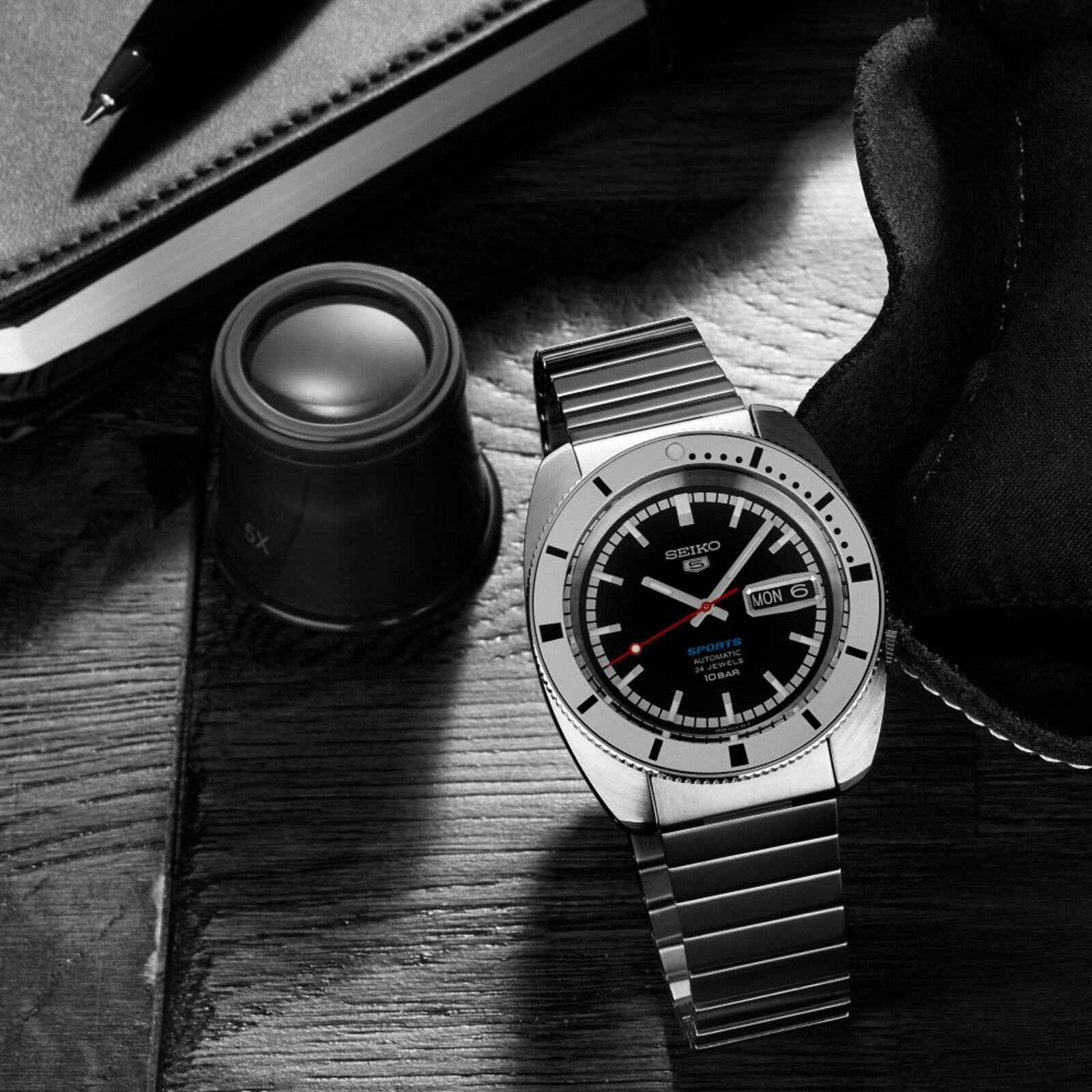 Seiko 5 Sports 5 Sports 'Pepper Black' 1968 Recreation Limited Edition 39.5mm Mens Watch