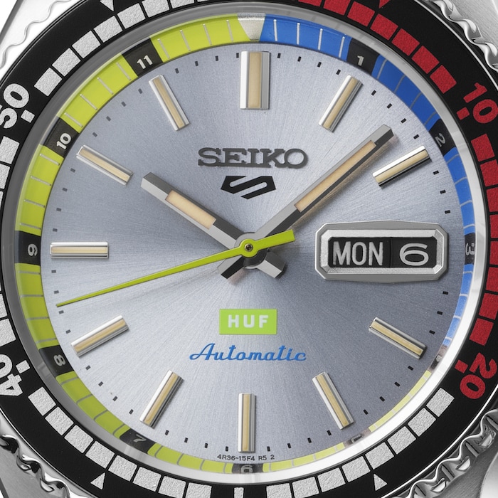 Seiko 5 Sports 5 Sports X HUF Limited Edition Collaboration II 42.5mm Bracelet Strap Mens Watch Silver