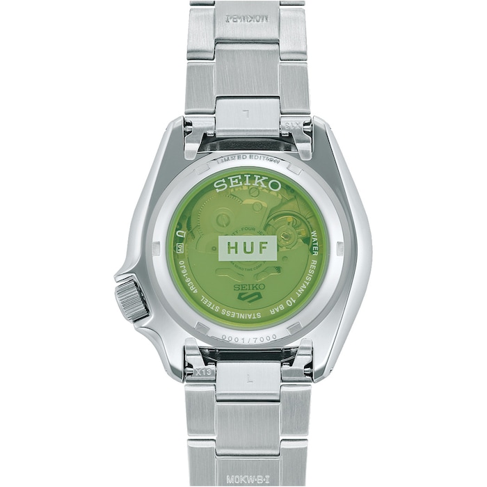 Seiko 5 Sports 5 Sports X HUF Limited Edition Collaboration II 42.5mm Bracelet Strap Mens Watch Silver