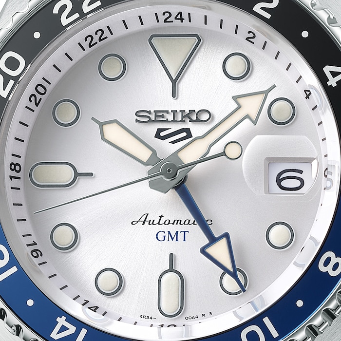 Seiko 5 Sports 5 Sports SKX GMT Sky Blue Silver Cloud 42.5mm Mens Bracelet Watch