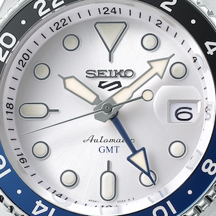 Seiko 5 Sports 5 Sports SKX GMT Sky Blue Silver Cloud 42.5mm Mens Bracelet Watch
