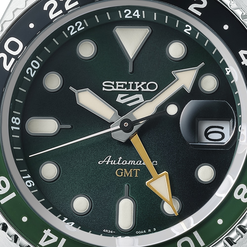 Seiko 5 Sports 5 Sports SKX GMT Bi Colour 42.5mm Mens Bracelet Watch Green SSK035K1 Goldsmiths