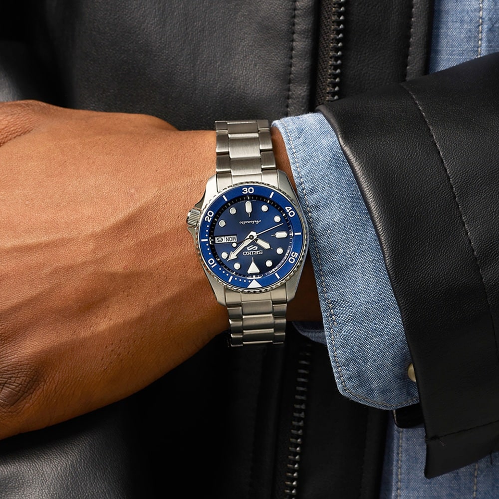 Seiko 5 Sports 5 Sports SKX 'Street Denim' 38mm Mens Bracelet Watch Blue Seiko 5 Sports 5 Sports SKX 'Street Denim' 38mm Mens Bracelet Watch Blue