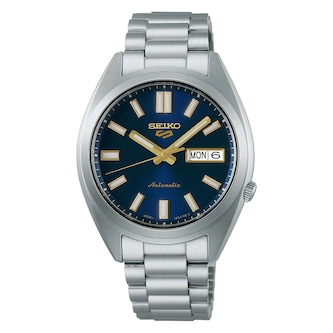 Seiko 5 Sports 5 Sports SNXS Vintage Gold Collection 37.5mm Mens Watch Blazer Blue
