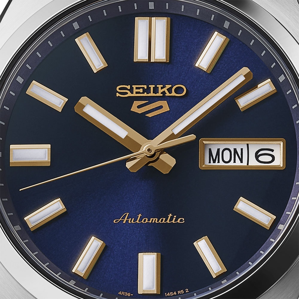 Seiko 5 Sports 5 Sports SNXS Vintage Gold Collection 37.5mm Mens Watch Blazer Blue Seiko 5 Sports 5 Sports SNXS Vintage Gold Collection 37.5mm Mens Watch Blazer Blue