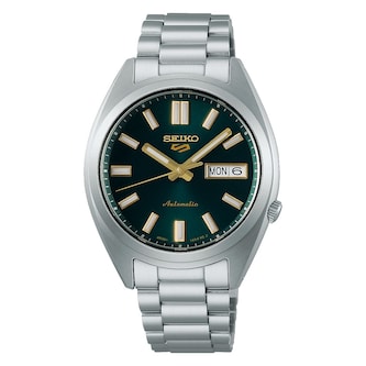 Seiko 5 Sports 5 Sports SNXS Vintage Gold Collection 37.5mm Mens Watch Green Tie