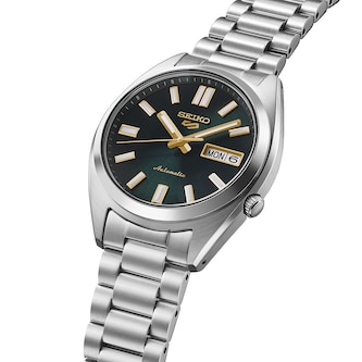 Seiko 5 Sports 5 Sports SNXS Vintage Gold Collection 37.5mm Mens Watch Green Tie