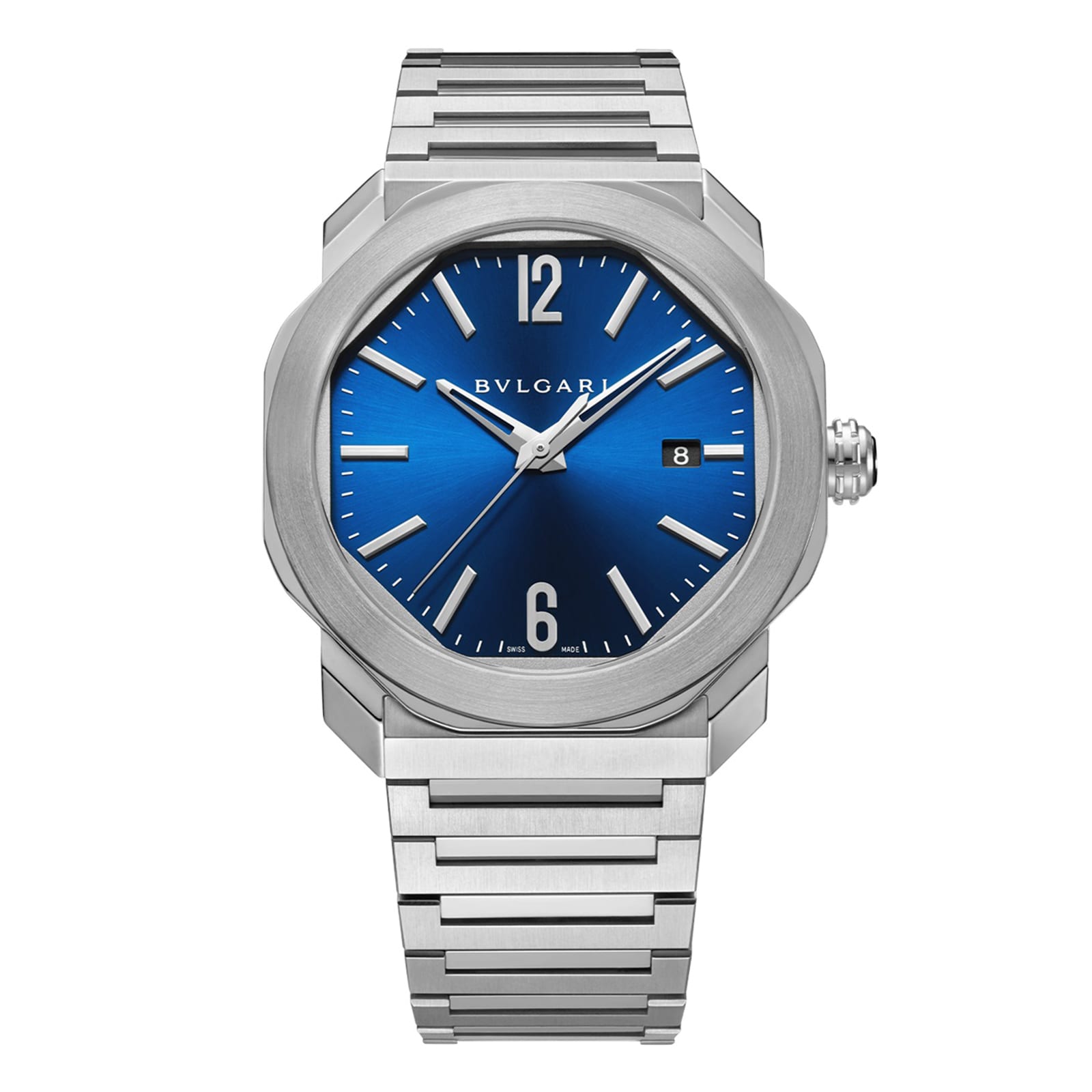 Bvlgari Stainless Steel Octo Roma 41mm Blue Dial Gents Watch 102856 Watches Of Switzerland UK