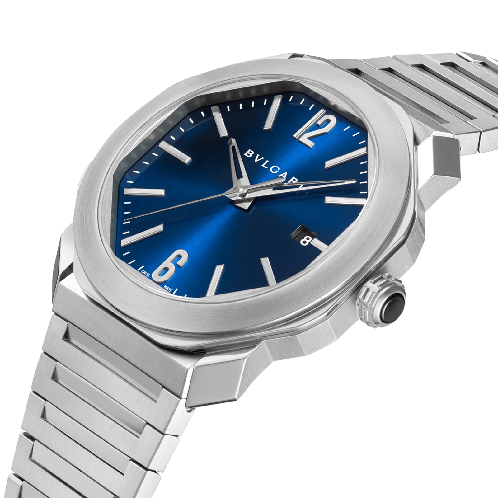 Bvlgari Stainless Steel Octo Roma 41mm Blue Dial Gents Watch